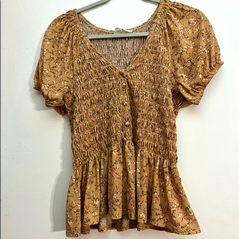 Floral shirred blouse